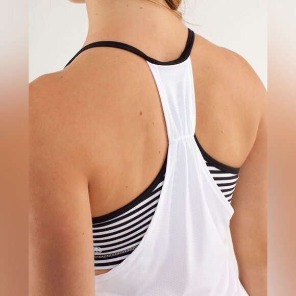Lululemon No Limits Tank Top White Classic Stripe Black White Black Size 4 - Picture 11 of 16